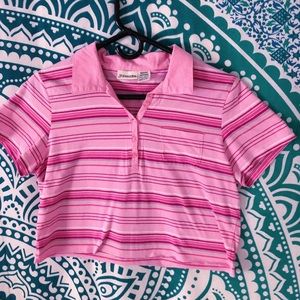 STRIPED NECK CROP TOP